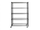 5-Tier NSF-Certified Steel Wire Shelving with Wheels Black 47544310