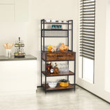 ZUN 5-Tier Kitchen Bakers Rack with 10 S-Shaped Hooks and 1 drawer , Industrial Microwave Oven Stand, 19675615