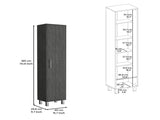 70.8H" Tall Narrow Storage Cabinet with 5-Tier Shelf, 3 Broom Hangers and Metal hardware, Smokey Oak B097P167440