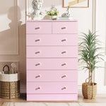 ZUN Modern Simple 7-Drawer Dresser Pink 24822027