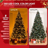 7.5 FT Pre-lit Artificial Snow Tipped Christmas Tree, Hinged Xmas Pine Tree with 1368 Branch Tips, 84208916