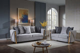 Chanelle Thick Velvet Fabric Upholstered Sofa Made With Wood in Gray B009P153973