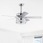 ZUN 52" 3-Light Chrome Ceiling Fan + Remote, Traditional Farmhouse Rustic Industrial Bohemian Country W1592P154300