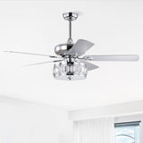 ZUN 52" 3-Light Chrome Ceiling Fan + Remote, Traditional Farmhouse Rustic Industrial Bohemian Country W1592P154300