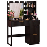 Black particleboard with a melamine finish, 4 drawers, 2 shelves, dressing table with 10 three-tone 88759052