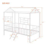 Metal House Bed Frame Twin Size with Slatted Support No Box Spring Needed White 77841896