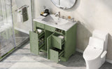 ZUN 36" Bathroom Vanity with Sink, One Cabinet with Three drawers and One Flip Drawer, Solid Wood and WF531253AAF