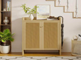 42.5" Tall Rattan Shoe Cabinet with Doors, 6-Tier Shoe Storage Cabinet with Adjustable Shelves, W808P415446