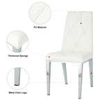 ZUN Modern simple light luxury dining chair White chair Home bedroom stool back PU electroplated chair W210122521