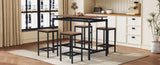 ZUN TREXM 5-Piece Compact Bar Table Set with Table and Stools - Modern Industrial Design, Space-Saving N715P173160P