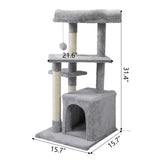 Double Level Cat Tree Stand House Furniture Kittens Activity Tower Posts Kitty Pet Play House W2181P190604