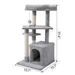 ZUN Double Level Cat Tree Stand House Furniture Kittens Activity Tower Posts Kitty Pet Play House W2181P190604