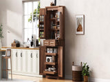K&K 71" Tall Kitchen Pantry Cabinet with 3 Pull Out Cabinet Organizers, Farmhouse Embossed Texture N707P256507Z