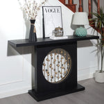 ZUN Modern Black Console Table with Gold Accent, Decorative Entryway Table,56in Wood Console Table, W2729P270745