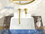 Wall Mount Faucet for Bathroom Sink or Bathtub, Single Handle 2 Holes Brass Rough-in Valve Included, 93436617