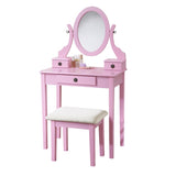 ZUN Moniys Wood Moniya Makeup Vanity Table and Stool Set, Pink T2574P163831