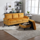 UNITED WE WIN Sofa for three, solid wood frame, Chenille fabric, side pocket, with two cup holders, W1568142737