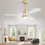 ZUN 48 Inch Modern Ceiling Fan With Lights 3 Wood Fan Blade Noiseless Reversible Motor Remote Control W934P147068