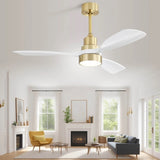 ZUN 48 Inch Modern Ceiling Fan With Lights 3 Wood Fan Blade Noiseless Reversible Motor Remote Control W934P147068