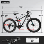 ZUN A26309 26 inch Mountain Bike,Full-Suspension 21 Speeds Drivetrain with Disc-Brake MTB Bicycle, 26*4" W1856P153474