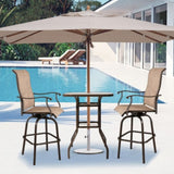 ZUN 31 Inch Patio Bar Table, Square Outdoor Bar Height Bistro Table with Tempered Glass Tabletop & 11674267