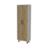 Fagan 2-Door 5-Shelf Kitchen Pantry White and Macadamia B062103265