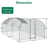 ZUN Large Chicken Coop Metal Chicken Run with Waterproof and Anti-UV Cover, Dome Shaped Walk-in Fence W1212111288