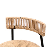 Hand Woven Bar Stools with Back Set of 2 Paper Rope Round Barstools with Footrest for Kitchen Island W1757P271587