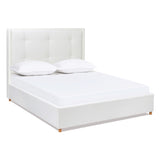 Miramar Queen Cushion-Back Headboard Platform Bed Frame, Antique White Polyester B2719P238241