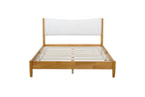 Queen Size Rubber Wooden , Solid Wooden Bed with Teddy Velvet Cushion Upholstered Headboard, W504P184308