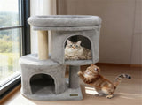 26" Compact Cat Tree with 2 Condos & Sisal Scratching Posts, Anti-Tip Cat Tower for Small Spaces 29418912
