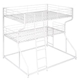 ZUN Full XL over Twin XL over Queen Size Triple Bunk Bed with Long and Short Ladder,White 42648528