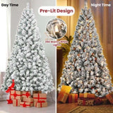 Artificial 6ft Flocked Christmas Tree with 678 PVC Branch Tips, 250L Warm white led, Round head, 66545542