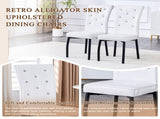 A set of 4 white and black vintage crocodile leather cushioned dining chairs, featuring crystal W3226P344024