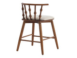 Doria Indoor Wooden Barstool, Walnut Finish With Beige Upholstery, Set of 2 N775P299416W