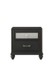 Luxury 1pc Glam 2-Drawer Nightstand End Table Black Finish Shimmering Accents Bedroom Solid Wood B011P234281