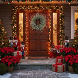 24" Christmas Pine Wreath Pinecone & Greenery Holiday Door Decoration Pre-Lit or Natural Style for 80231284