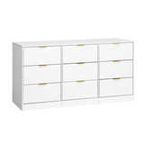 White 9 Drawer Dresser, 63" Large Deep Chest of, Wooden Dresser Storage Cabinet with 9 W409P307594