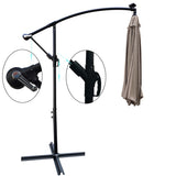 10 ft Outdoor Patio Umbrella Solar Powered LED Lighted Sun Shade Market Waterproof 8 Ribs Umbrella W65690318