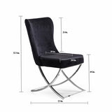 PrimeNest Noblesse Collection Upholstered Silver Legged Dining Chair, Set of 2, Black B030P286145