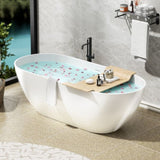 59" Freestanding Solid Surface Bathtub, Luxury Man-made Stone Resin Freestanding Soaking Bathtub W1573142950