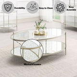 ZUN ACME Zaba Coffee Table, Glass Top & Champagne Finish LV02755