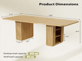 70.9" Rectangular Dining Table for 6 People, Fluted Panel Legs with 2 Side Storage Cabinets, MDF 37176423
