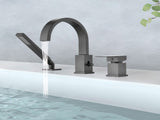 Waterfall Bathtub Faucet with Sprayer, 3-Hole Roman Filler with Hand Shower Deck Mount Waterfall W1224P206184