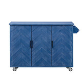 K&K 51.2"W 3D Wave Stripes Ash Veneer Island with Drop Leaf, Farmhouse N707P207915E