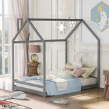 ZUN Full Size House Bed Wood Bed, Gray 55526138