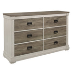 ZUN Beautiful White and Weathered Gray Transitional Style 1pc Dresser of 6 Drawers Antique Handles B011P183392