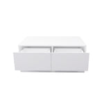 ZUN High Glossy Coffee Table with 2 Drawers have RGB Led Light with Buletooth Control 64560580