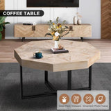 Wood Octagonal Vintage Patchwork Craft Farmhouse 30 Inch Wooden Top Cross Metal Legs Coffee W1445P193126