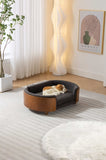 ZUN Scandinavian style Elevated Dog Bed Pet Sofa With Solid Wood legs and Walnut Bent Wood Back, W794125938